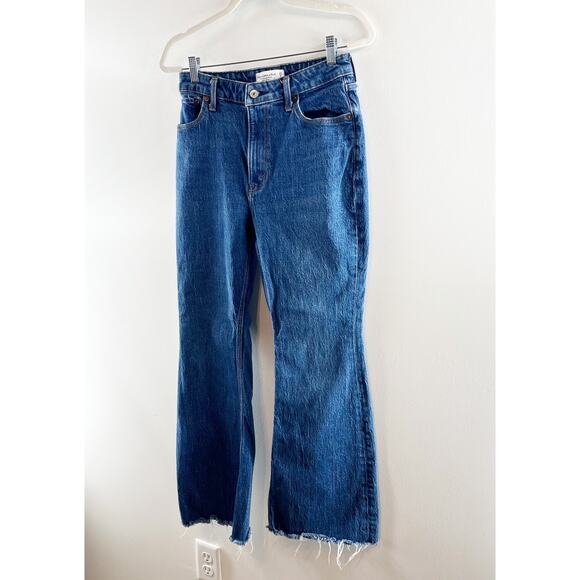 Abercrombie High Rise Vintage Flare Jeans Curve Love Dark Wash Blue 8 Short - Picture 8 of 9